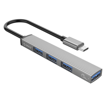 Hub USB Orico USB-C - 1x USB-A 3.0, 3x USB-A 2.0 - szary